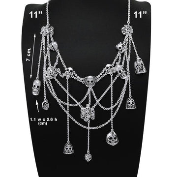 Skull Spider Web Silver Necklace TNC402 - Jewelry